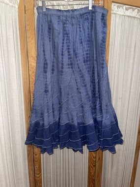 dressbarn Blue Tiered Skirt with Textured Panels